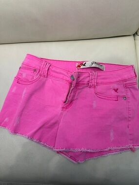 Grane Bright Pink Denim Cutoff Shorts